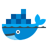 Illustration of a friendly blue whale carrying stacked cubes on its back, symbolizing containerization technology.